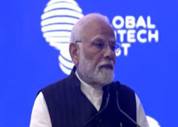 PM Narendra Modi lauded the rapid growth and global impact of India's fintech industry during his address at GFF 2024. (Image source: Doordarshan)